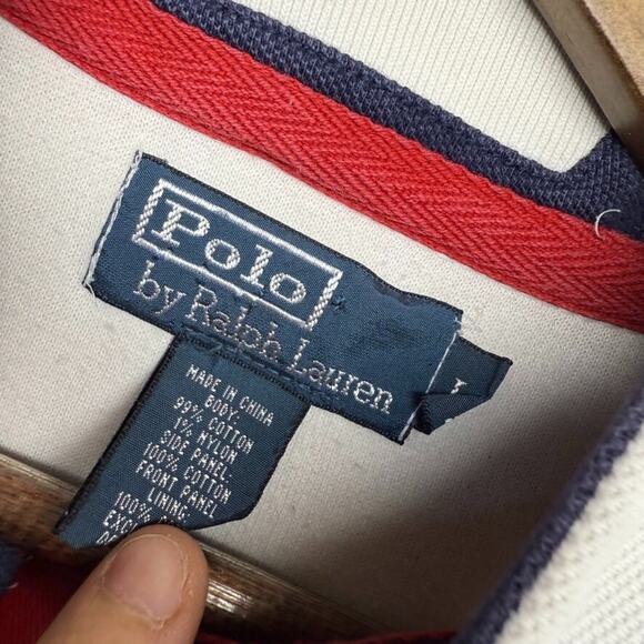 Ralph Lauren Jacket Men's Large White Zip RL Ocean Challenge USA Big Pony READ - Picture 10 of 16